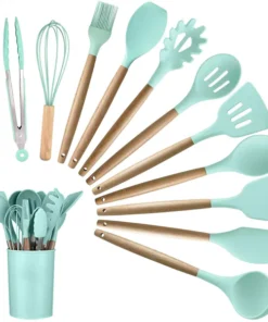 12Pcs Premium Silicone Kitchen Utensils Set Cooking Tools With Storage Box Spatula Soup Spoon Kitchen Tools