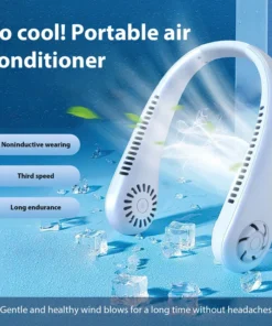 Portable Neck Fan Air Cooler & Purifier… Adjustable 3 Speed And Rechargeable 6 Hours Battery Timing